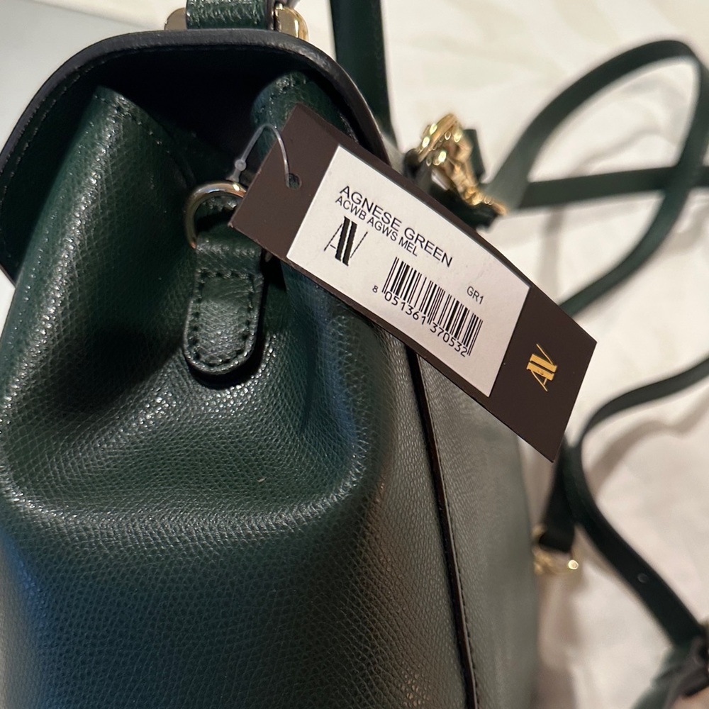 Genuine Italian leather Green Backpack NEW With Tags Anna Virgili Agnese - Picture 2 of 7